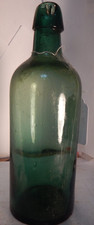 antique pint lite green glass ink  bottle pinched lip picture