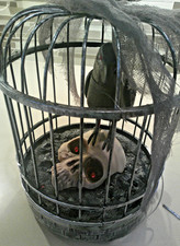 Animated Talking Raven in Cage LED Illumination Halloween Prop Decoration 10