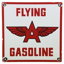 VINTAGE FLYING A GASOLINE PORCELAIN SIGN GAS STATION MOTOR OIL WINGED A GARAGE picture
