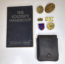 WWII US Army NY National Guard Coast Artillery 101st Cavalry Soldier Book Pins picture