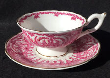Vtg COALPORT English Bone China Cup & Saucer RARE Pink Flowers Baskets 1940’s picture