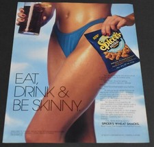 1989 Print Ad Sexy Spicer's Wheat Snacks Bikini Long Legs Lady eat Drink skinny picture