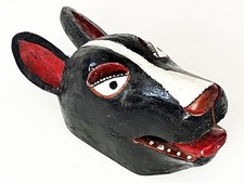 VTG MEXICAN OAXACAN PINOTEPA DE DON LUIS TEJORONES FOLK ART WOOD DOG MASK OAXACA picture