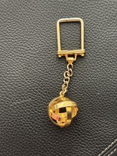 Vintage Pollini Italy Gold-Tone Keychain Openwork Globe Orb Charm Designer picture
