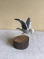 Vintage Handcrafted Artisan Hand Painted Seagull Bird On Wood Block Folk Art picture