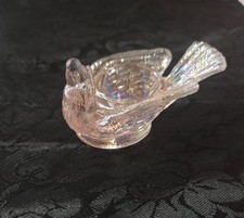 Vintage Degenhart Pink Iridescent Salt Cellar~Bird & Berry  picture