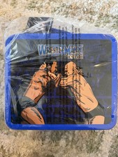 Vintage WWE WrestleMania X-Seven Blue Metal Lunch Box Tin Stone Cold Skull Logo picture