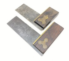 Vintage Small Rosewood & Brass Carpenter's Try Square Lot of 2 - 3