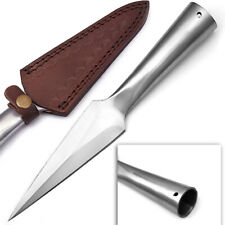 Tempered High Carbon Steel Sharpened Throwing Spear Head Leather Sheath Included picture
