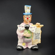 Vintage 1984 Enesco Button Down Clowns Ceramic Clown Figurine 6.25
