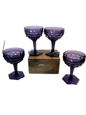 Fostoria American, sherbet, ice cream, purple, TALL stem, HEX bottom, Set of 4 picture