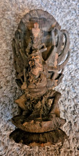 Vintage Vishnu Balinese Wood Art Sculpture Carving Signed Nyoman Seter Figure picture