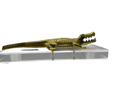 Brass Crocodile Statue Alligator Figurine mounted on acrylic WOW stunning piece picture