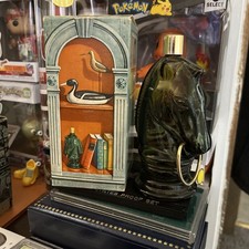 1966 Avon Pony Decanter Pre-Shave Lotion for Men Green Glass Bottle in Box picture