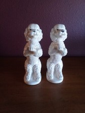 Vintage Pair of Handpainted White Porcelain 9 inch Poodle(?) Dog Figurines picture