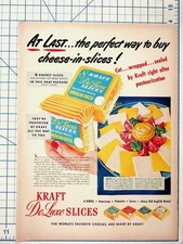 Vintage Kraft De Luxe Slices Cheese Magazine Ad 1940s 1950s American Ephemera picture