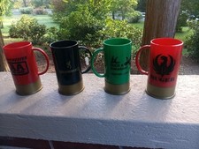 VINTAGE SET OF 4 SHOTGUN SHELL PLASTIC MUGS BIG SHOT CUPS RUGER BROWNING DUCK picture