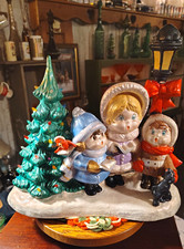Vintage Provincial 1979 Lighted Porcelain Carolers Christmas Tree Lamp Post picture