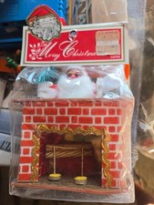 NOS MIP Vintage Santa Claus In Chimney Decoration Japan Christmas  picture