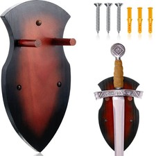 Solid Wood Wall Mount Display Plaque Holder Rack for Swords with Hardware picture