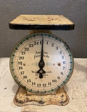 VTG American Family Scale Metal 25lb Cream & Green Farmhouse Country Decor Read picture
