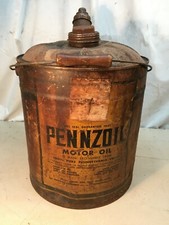 Vintage Pennzoil 5 Gallon Motor Oil Can Garage Man Cave Art picture
