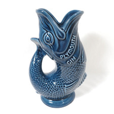 Vintage Gurgling Fish Glug Jug Plymouth Gin Advertising 9.25