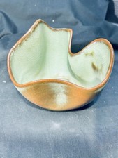 Vtg Frankoma Pottery F29 Reddish Brown Green Abstract Bowl Planter MCM 5in Tall picture