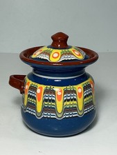Vintage Bulgarian Art Pottery Sugar Dish 4.5 in. picture