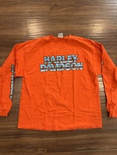 Harley-Davidson Myrtle Beach Florida Orange Long Sleeve Men's T-Shirt Size XL picture