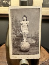 Rare CDV Photo ID'd GIRL ACROBAT Balancing on Ball Circus & Sideshow Pawnee Bill picture