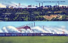 View Of Steel Mills Gary Indiana Posted Vintage Linen Post Card picture