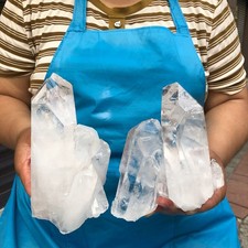 4.46LB 2pcs Natural White Clear Quartz Crystal Cluster Rough Specimen Healing picture