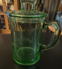 Vintage Fostoria Mayfair Green Syrup Jug With Cover picture