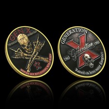 Gen X Challenge Coin 1965-1980 Badass Skull Collectible Gift picture