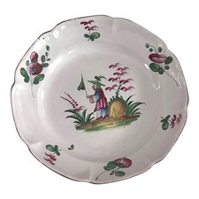 1880–1920 French Faience Chinoisire Hand Painted Scalloped Bowl Desvres Style picture