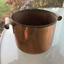 VTG Copper Pot Rolled Edge 6.75” x 5.75” H Not Tinned Patina Home Decor Plants picture