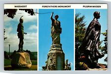 Plymouth MA-Massachusetts, Famous Monuments, c1968 Vintage Postcard picture