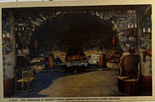 1947 unused extremely rare postcard, Fireplace at Hermit's Rest, Grand Canyon picture