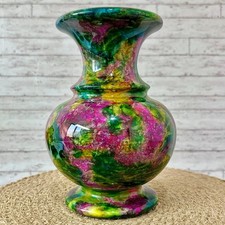 Seven Color Jade Crystal Vase Taiwan Serpentine Peace Blessing  3.3 lb picture