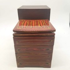 Vintage Japanese Shunkei Lacquerware 4-Tier Box picture