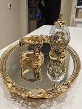 Vintage Matson  Hollywood Regency  gold vanity set W Perfume Bottle And Ormolu. picture