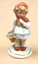 Vintage Capodimonte Girl With Flower Basket Porcelain Figurine ~ Height 5.5 In picture