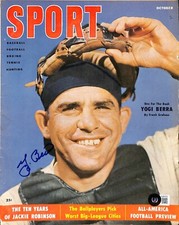 Yogi Berra Yankees Catcher BB HOF Signed Sport Magazine October 1955 BECKETT picture