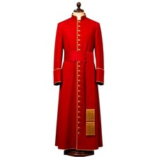 Handmade Red Clergy Cassock with Gold Trim – Traditional Priest Robe,Liturgical  picture