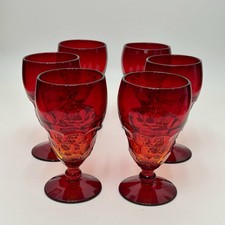 Viking Georgian Ruby Amberina Cadmium Glass 9 Oz Goblets Set 6 1960s VTG picture