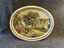 Vintage Currier And Ives American Homestead-Fall Tin Tray 1868 picture