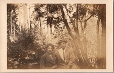 Vintage RPPC Couple Portrait Forest Woods Artura Real Photo Postcard 1910s-20s picture
