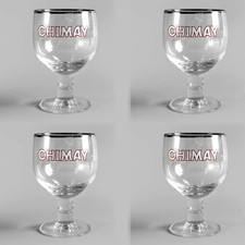 Chimay Silver Tone Rim Trappist Chalice Hainaut Belgium Beer Glass 50cl 4-Pack picture