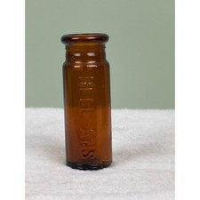 Vintage Bell-Ans Amber Glass Apothecary Bottle Small Embossed Medicine Vial picture